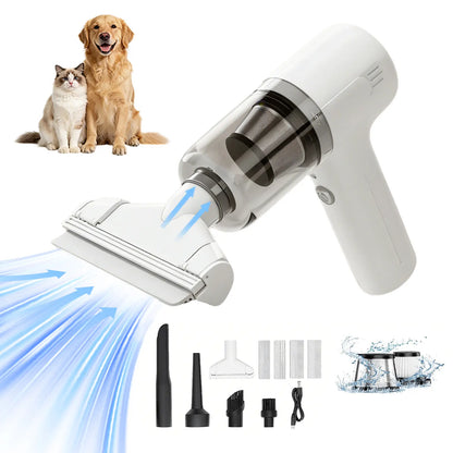 2-in-1 Cordless Pet Hair Vacuum and Brush - Portable Handheld Fur Remover for Upholstery, Carpets, and Clothing